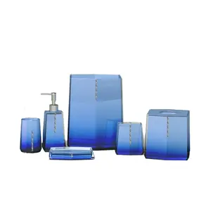 Luxe Bad Set Blauw Clear Resin Badkamer Accessoires Set