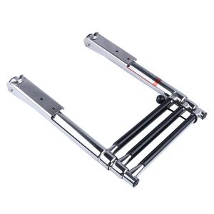 Stainless Steel Boat Ladder 3 <b>Step</b> Foldable With Non Slip Treads For Boat Deck Access - Product Image 2