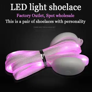 Nylon flache im Dunkeln leuchtende leuchtende Licht Schuh Schnüre, Cordon LED Schnürsenkel, Großhandel