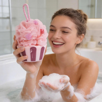 Éponge de Bain à Forme de Dessin Animé, Gommage de Douche Doux avec Cordon de Suspension