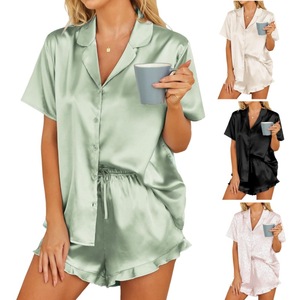 Set di <span class=keywords><strong>pigiama</strong></span> da <span class=keywords><strong>donna</strong></span> XS-4XL Set di pigiami in raso di seta da <span class=keywords><strong>donna</strong></span> - Product Image 1