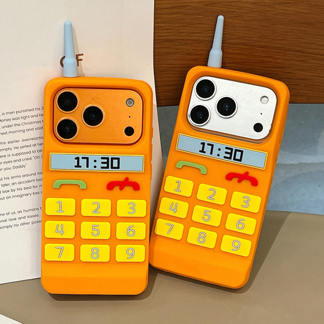 New 3D Cartoon Dialing Key Silicone Phone case for iPhone 17 16 15 14 Pro Max Cute Buttons Orange Rubber Number Smile Soft Cover