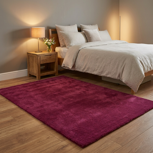 Alfombra Moderna Rectangular Color Granate Sólido, Abstracta, de Lana y Acrílico, Gruesa, Antideslizante, de Látex Ecológico, para Sala de Estar - Product Image 6