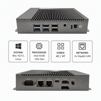 PC industriel sans ventilateur basse consommation Intel N100 12e génération DDR4 SODIMM double LAN HDMI DP Type-C Win11 Linux pour l'automatisation des points de vente