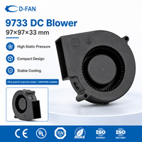 Ventilateur centrifuge DC 97x94x33 12V 24V 9733 à roulement à manchon/à billes pour le flux d'air des toilettes intelligentes