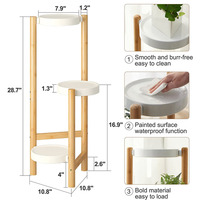 Support à plantes en bambou moderne et écologique à 3 niveaux, support pour pot de fleurs en bois, support pour pot de plantes