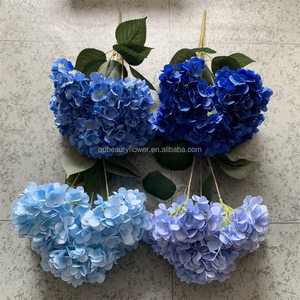 L-001 Grandes fleurs artificielles d'hortensia de haute qualité, bleu roi, pour mariage - Product Image 2