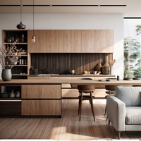 Meubles de cuisine modulaires modernes en MDF avec rangement multi-tiroirs pour projets de rénovation d'appartements et de maisons