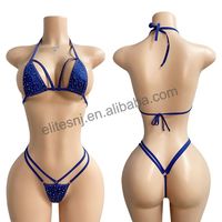 Lingerie féminine ELITES Stripper Pole Dance à manches courtes, ornée de strass brillants, grande taille