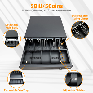 Ngăn kéo tiền mặt thương mại 5 hóa đơn 5 đồng tiền thiết kế với tự động mở thông qua hệ thống POS, lý tưởng cho siêu thị, bán lẻ, nhà hàng - Product Image 4