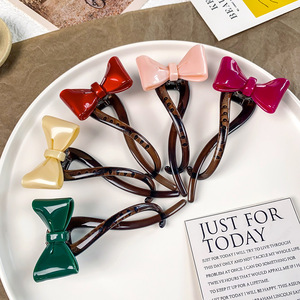Venta caliente Simple Bow Twist Banana <span class=keywords><strong>Hair</strong></span> Clip de moda Ladies <span class=keywords><strong>Hair</strong></span> Grip para niñas pinzas para el cabello - Product Image 2