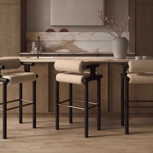 تصميم صناعي فاخر على الطراز الاسكندنافي حديث وإطار معدني من مادة PU جديد شائع للاستخدام المكتبي الأمامي للمطبخ - Product Image 1