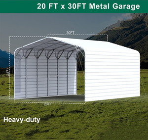 Garage en métal robuste de 20 pieds x 30 pieds pour abri de voiture, de camion et de bateau en acier avec 2 kits de paroi latérale - Product Image 6