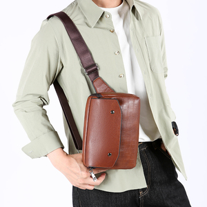 Vintage Casual Crossbody <b>Backpack</b> Canvas Zippers Closure Waterproof Adjustable Shoulder Strap Outdoor Literary Messenger Bag Men - Product Image 5