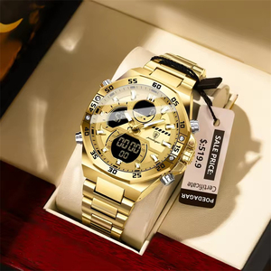 POEDAGAR E <span class=keywords><strong>101</strong></span> Original hommes horloge LED lumineuse étanche semaine Date homme montre-bracelet électronique en acier inoxydable Quartz montre homme - Product Image 1