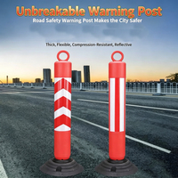 Poteau de signalisation amovible en PE rouge moulé par injection, avec base en caoutchouc souple, délimiteur de circulation, borne de signalisation routière 80x10x26cm pour