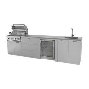Îlot de cuisine extérieur modulaire 4 modules en acier inoxydable du fabricant avec comptoirs résistants aux rayures et barbecue à gaz - Product Image 5