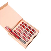 Emballages magnétiques de cosmétiques personnalisés Coffrets cadeaux en papier rose Coffret trio de brillant à lèvres