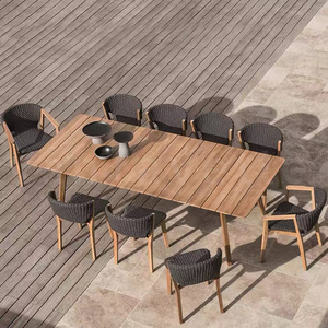 Modern <strong>Grey</strong> Rope <strong>Bistro</strong> <strong>Set</strong> 6-Seater Outdoor Dining Furniture Durable Patio Table and Chairs for Hotels and Villas - Product Image 3