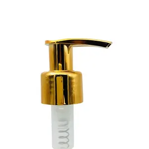 OEM OEM logo New cosmetic plastic shiny UV gold color lotion pump dispenser 24mm /liquid soap dispenser plastic lotion pump manufacturer/wholesale