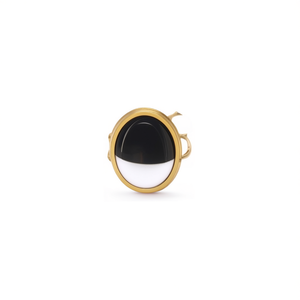 แหวนแฟชั่น สแตนเลสสตีล 316L ชุบทอง PVD ทนทาน ดีไซน์รูปไข่ประดับหินสีดำ - Product Image 2