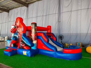 Combo gonflable Spider Hero avec toboggan et trampoline, trampoline de location robuste pour les événements - Product Image 3