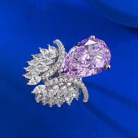 Bague de fiançailles en argent sterling 925 avec zircon cubique en forme de poire