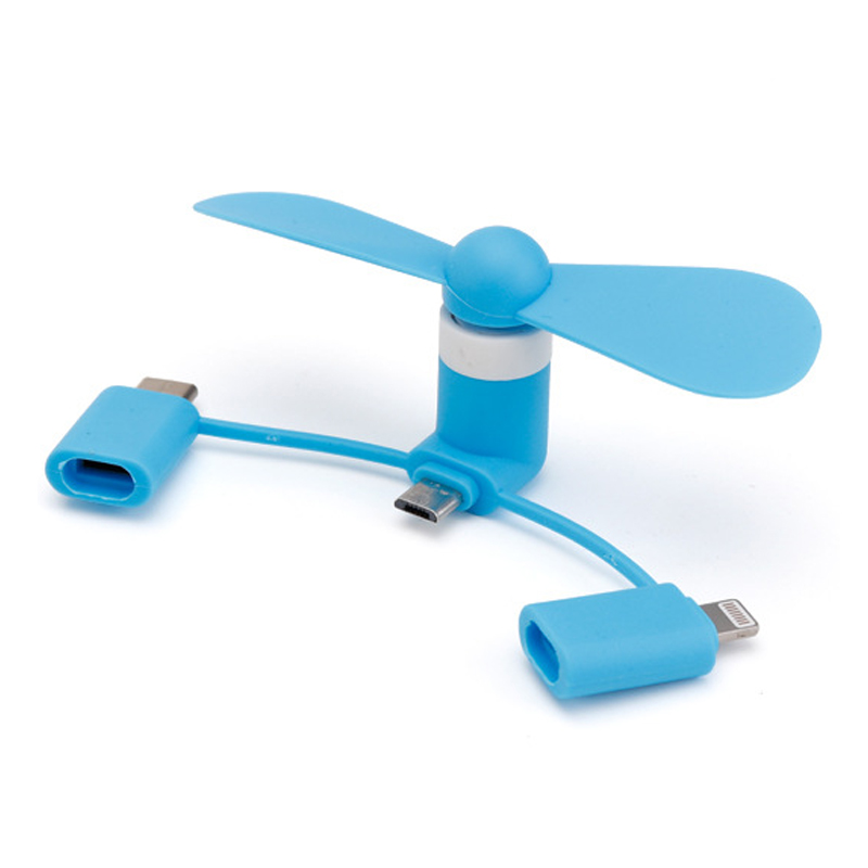 3 в 1 мини-вентилятор для iPhone Android и type-c вентилятор Micro USB портативный телефонный вентилятор