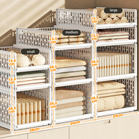 Panier de rangement pliable blanc évidé pour vêtements Armoire de rangement pliable Tiroir à vêtements en plastique peu encombrant