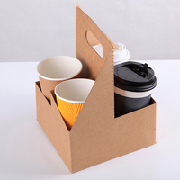 Les transporteurs de papier de tasse jetable écologique avec la poignée prennent le support de tasse