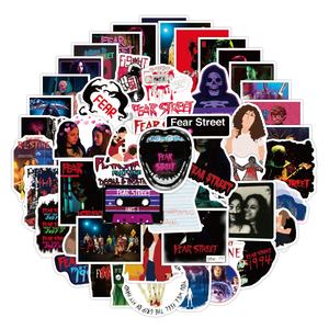 50 pièces <span class=keywords><strong>Film</strong></span> d'horreur <span class=keywords><strong>peur</strong></span> rue films autocollant pour Graffiti décoratif étanche découpé bagages ordinateur portable autocollants personnalisés - Product Image 2