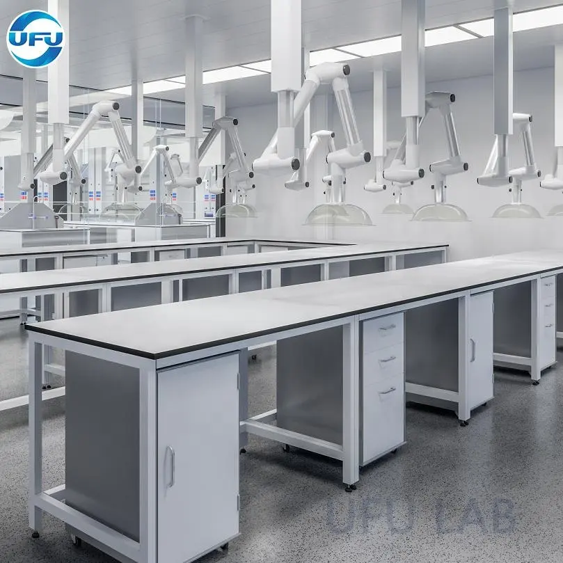UFU Lab Supplies Full Steel Lab Furniture Factory Supply Chemistry Work Station with Movable Cabinet