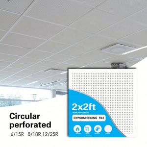 Plaques <span class=keywords><strong>de</strong></span> plafond en plâtre perforées carrées <span class=keywords><strong>de</strong></span> 12 mm, panneaux acoustiques en plâtre, grille en T, 600x600 mm, panneau <span class=keywords><strong>de</strong></span> plafond en PVC - Product Image 4