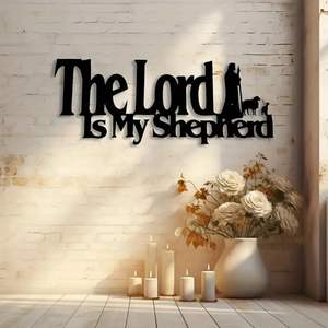Decoración Metálica <span class=keywords><strong>Cristiana</strong></span> para Pared: El Señor es mi Pastor, Arte Religioso con Versículos Bíblicos, Letrero Negro con Frases Bíblicas - Product Image 2