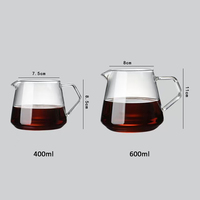 Carafe à café en verre borosilicate haute résistance 400ML 600ML, pot transparent résistant à la chaleur avec poignée