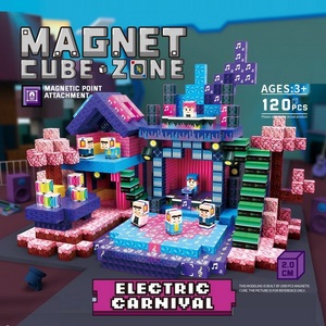 Cubes de construction magnétiques <span class=keywords><strong>en</strong></span> plastique ABS KSF, style bac à sable, briques de construction avec textures d'herbe, de pierre et de <span class=keywords><strong>bois</strong></span> pour enfants - Product Image 4