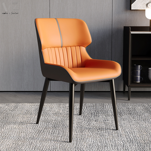 Nuovo Design camera <span class=keywords><strong>da</strong></span> <span class=keywords><strong>pranzo</strong></span> Hotel ristorante lusso in <span class=keywords><strong>ecopelle</strong></span> colore arancione sedia <span class=keywords><strong>da</strong></span> <span class=keywords><strong>pranzo</strong></span> con Base in metallo - Product Image 5