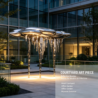 Grande sculpture abstraite en forme de nuage en acier inoxydable, finition polie miroir, pour centre commercial, parc, aménagement paysager commercial