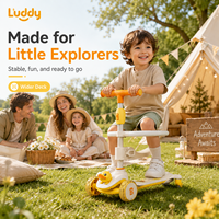 Tricycle évolutif 3-en-1 Luddy Custom B.Duck avec poignée réglable, poussoir et vélo d'équilibre pour tout-petits 1-4 ans