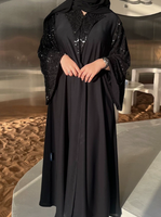 Robe Abaya Zifeng OEM à la mode, musulmane, du Moyen-Orient, noire, perlée, ethnique, brodée de perles de neige