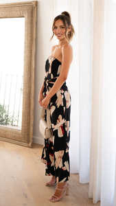 Combinaisons sans bretelles pour femmes habillées été pantalons à jambes larges à la mode imprimé affaires décontracté ceinturé barboteuses formelles en gros - Product Image 2