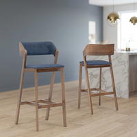 Tabouret de bar commercial moderne en bois massif avec siège et dossier rembourrés, non pliable, pour restaurant et mobilier de salle à manger à domicile