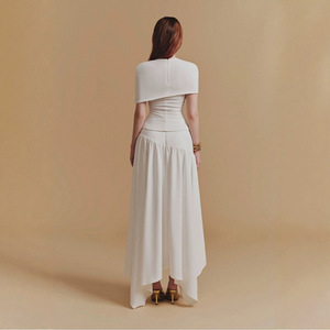 2025 nuovo abito da donna elegante di lusso bianco abito da sera a pieghe camicetta gonna lunga moda che vende <span class=keywords><strong>vestiti</strong></span> da donna - Product Image 4