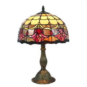 Lampe de table Tiffany en verre teinté LED Tulipe 12'' de fabrication chinoise, élégante suspension pour salle à manger ou chevet, directement de l'usine - Product Image 3