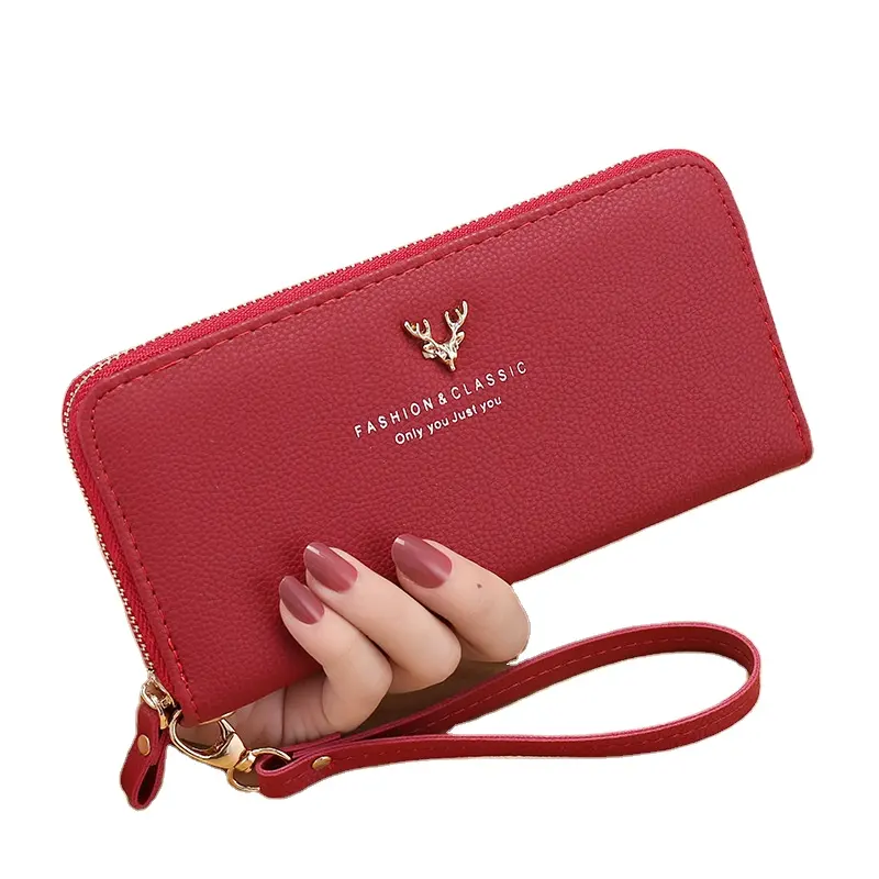 Wholesale Lady Deer Head Wallet Zipper Handbag Multifunctional Card Bag Wallet