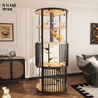Enclos circulaire de luxe pour chat d'intérieur, plateforme multi-niveaux, villa pour chat, structure métallique stable, cage mobile rotative pour chat, double porte