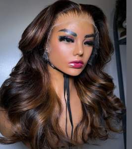 วิกผมสีเปียโนไฮไลท์แบบไล่เฉดสีสำหรับผู้หญิงผิวดำไฮไลต์ความละเอียด4x4 HD ความเข้มของ180 - Product Image 1