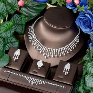 HIBRIDE Luxury Necklace 4 Piece Jewelry Sets for Women Wedding Cubic Zircon Africa Dubai <b>Bridal</b> Jewelry Accessories N-1727 - Product Image 1