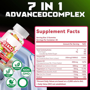 OEM vendita calda senza zucchero vitamina D3 K2 Gummies calcio MK-7 K2 magnesio citrato vitamina C denti ossa immunitarie sostenere adulti donne - Product Image 2