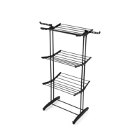 Séchoir à linge métallique sur pied grande taille, extensible et pliable, avec roulettes, pour rangement domestique